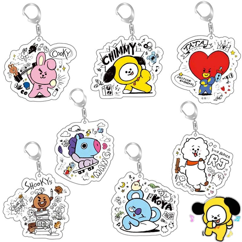 Anime Cosplay Girlfriend - Portachiavi in acrilico BT21 anime cartoon,
