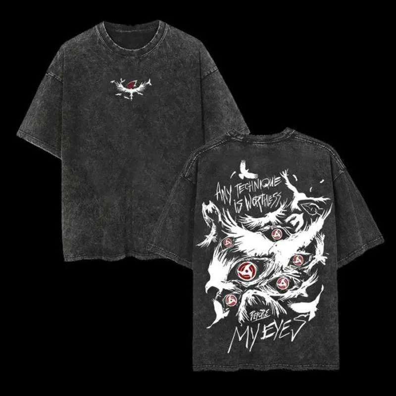 Anime Cosplay Quotes - T-shirt Itachi Crow Naruto da uomo,