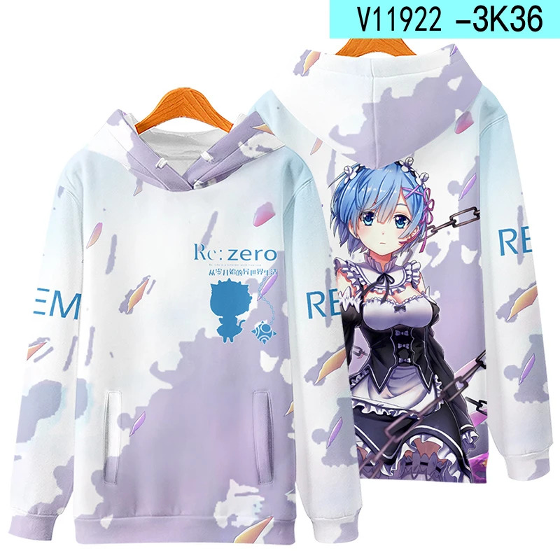 Cosplay Anime Basic - Felpa con Cappuccio 3D Re Zero